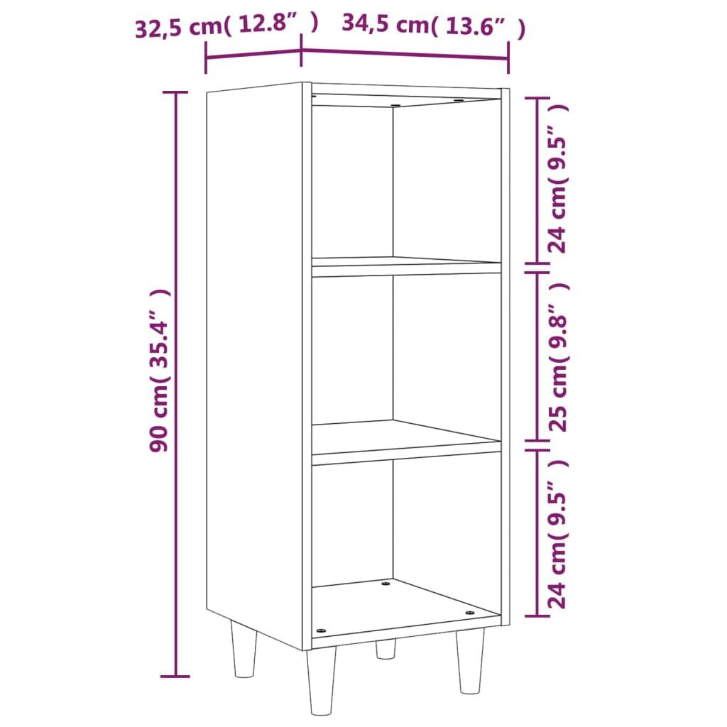 vidaXL puhvetkapp, kõrgläikega valge, 34,5 x 32,5 x 90 cm, tehispuit hind ja info | Elutoa väikesed kapid | kaup24.ee