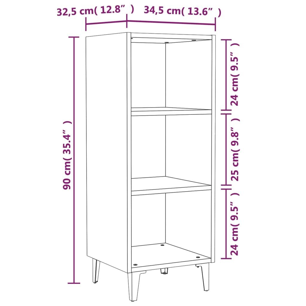 vidaXL puhvetkapp, kõrgläikega valge, 34,5 x 32,5 x 90 cm, tehispuit hind ja info | Elutoa väikesed kapid | kaup24.ee