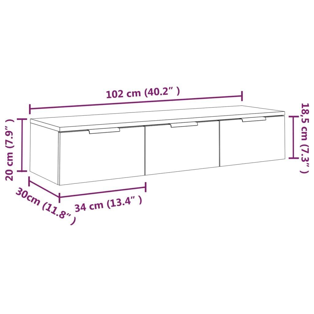 vidaXL seinakapp, valge, 102 x 30 x 20 cm, tehispuit цена и информация | Elutoa väikesed kapid | kaup24.ee