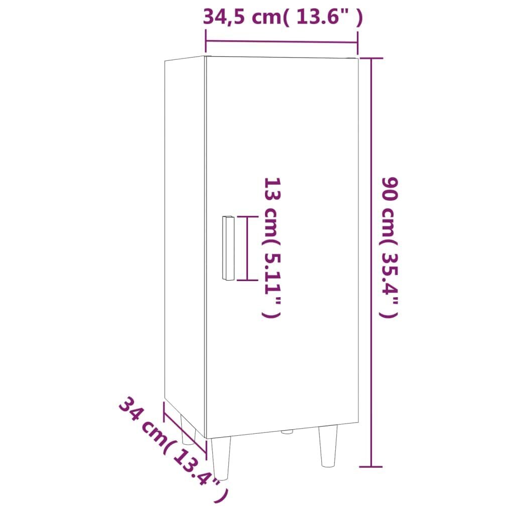 vidaXL puhvetkapp, hall Sonoma tamm, 34,5x34x90 cm, tehispuit hind ja info | Elutoa väikesed kapid | kaup24.ee
