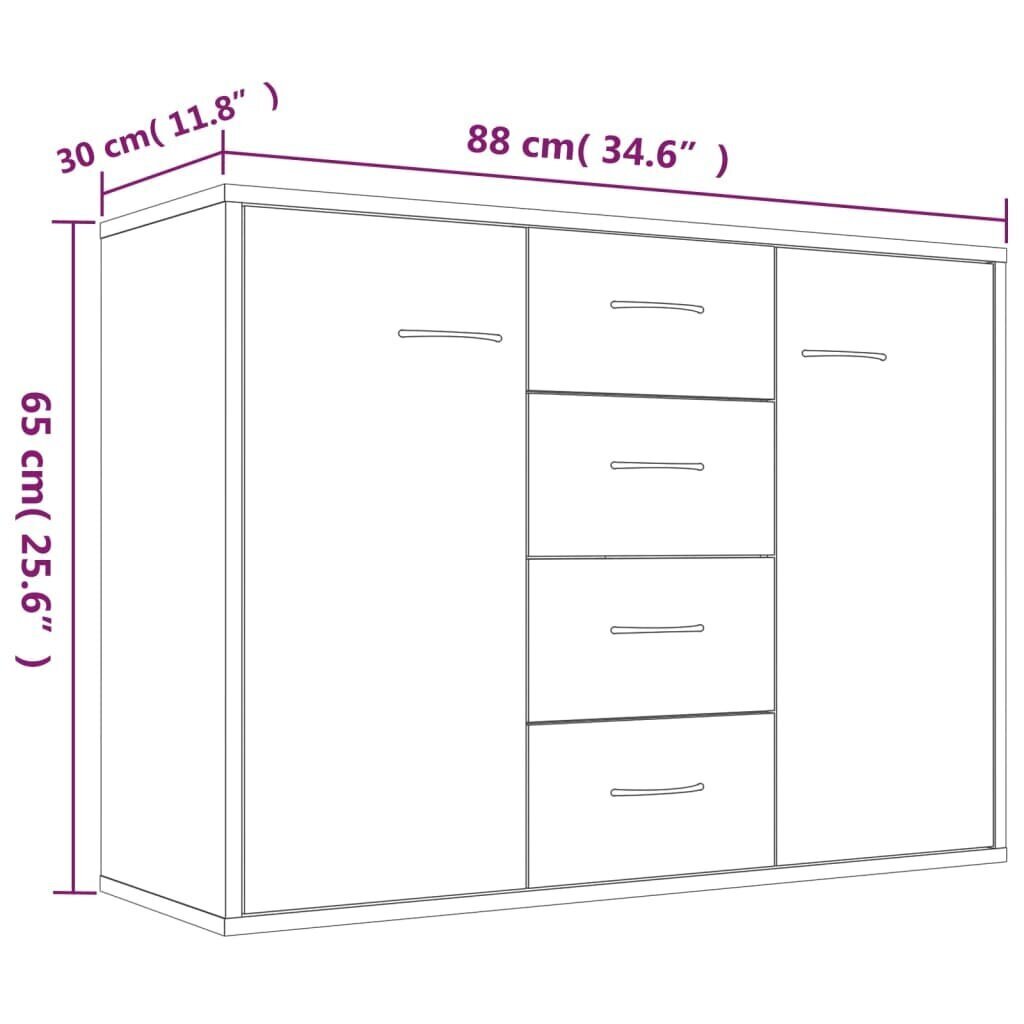 vidaXL puhvetkapp, hall Sonoma tamm, 88 x 30 x 65 cm, tehispuit цена и информация | Elutoa väikesed kapid | kaup24.ee