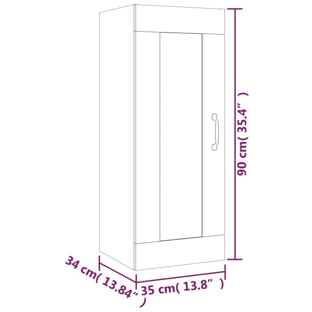 vidaXL seinakapp, suitsutatud tamm, 35 x 34 x 90 cm, tehispuit цена и информация | Elutoa väikesed kapid | kaup24.ee