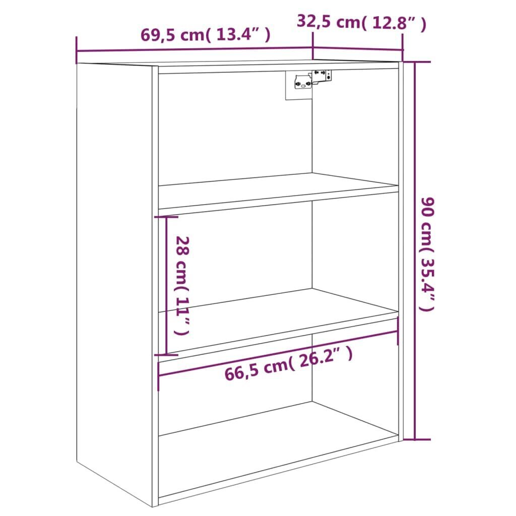 vidaXL seinakapp, valge, 69,5 x 32,5 x 90 cm hind ja info | Elutoa väikesed kapid | kaup24.ee