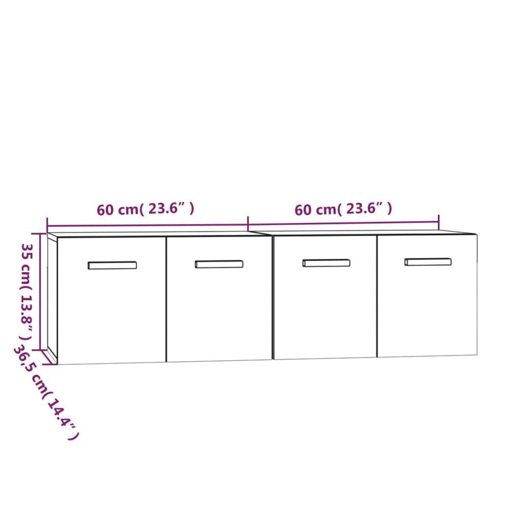 vidaXL seinakapid, 2 tk, hall Sonoma tamm, 60x36,5x35 cm, tehispuit цена и информация | Elutoa väikesed kapid | kaup24.ee