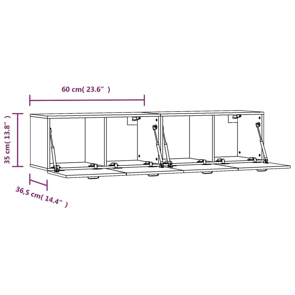 vidaXL seinakapid, 2 tk, must, 60 x 36,5 x 35 cm, tehispuit цена и информация | Elutoa väikesed kapid | kaup24.ee