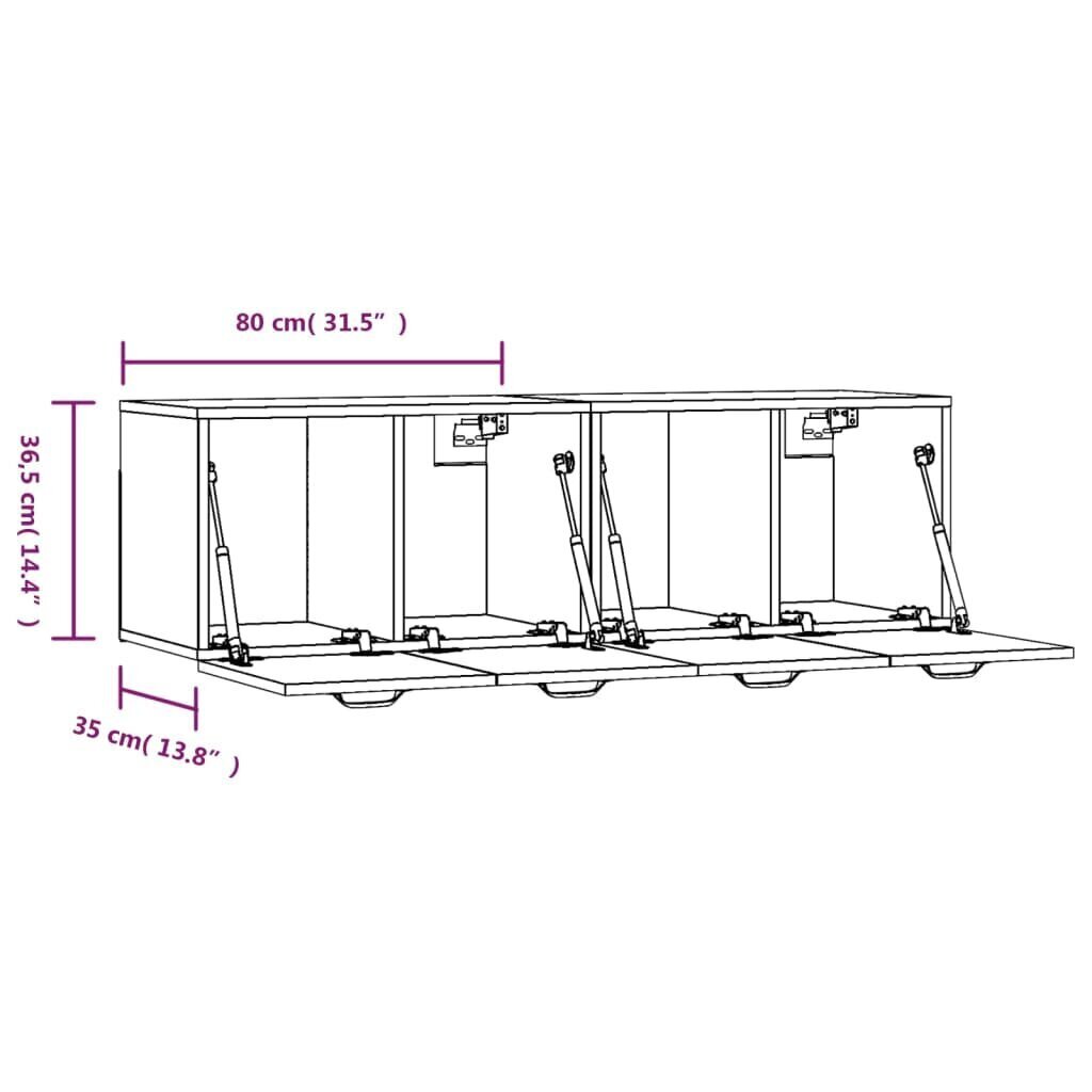 vidaXL seinakapid 2 tk, valge, 80x35x36,5 cm, tehispuit цена и информация | Elutoa väikesed kapid | kaup24.ee