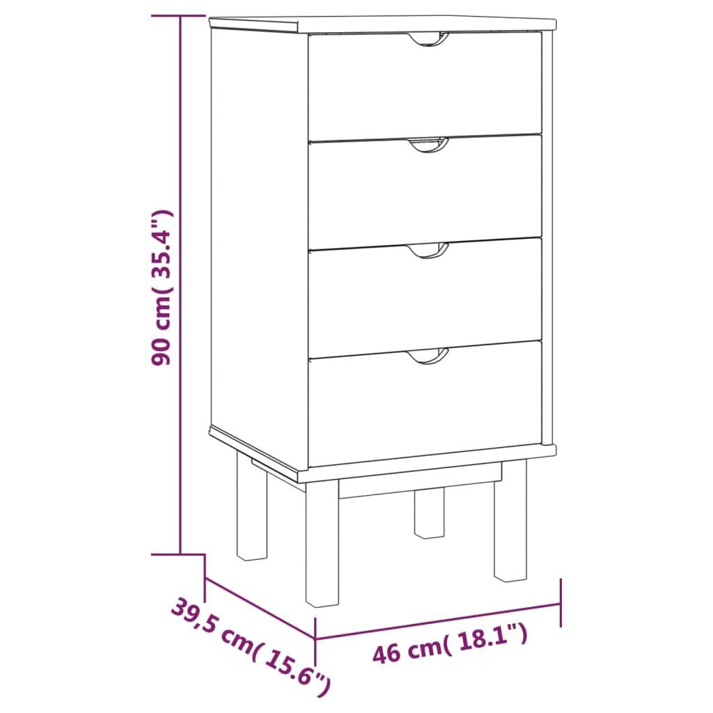 vidaXL sahtlitega kapp, pruun ja hall, 46 x 39,5 x 90 cm, männipuit hind ja info | Elutoa väikesed kapid | kaup24.ee