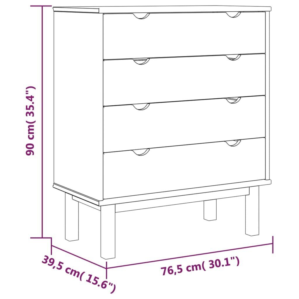 vidaXL sahtlitega kapp, pruun ja hall, 76,5x39,5x90 cm, männipuit цена и информация | Elutoa väikesed kapid | kaup24.ee