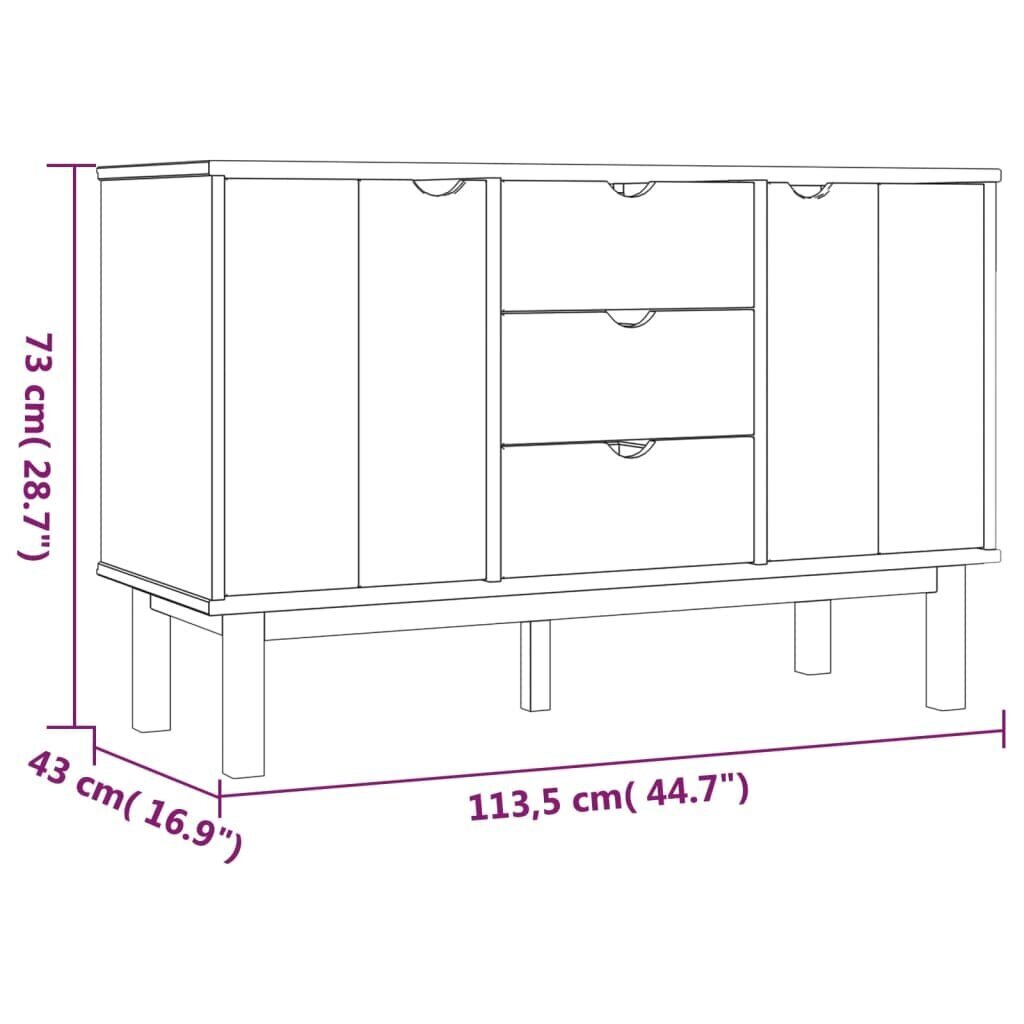 vidaXL puhvetkapp, pruun ja hall, 113,5 x 43 x 73 cm, männipuit hind ja info | Elutoa väikesed kapid | kaup24.ee