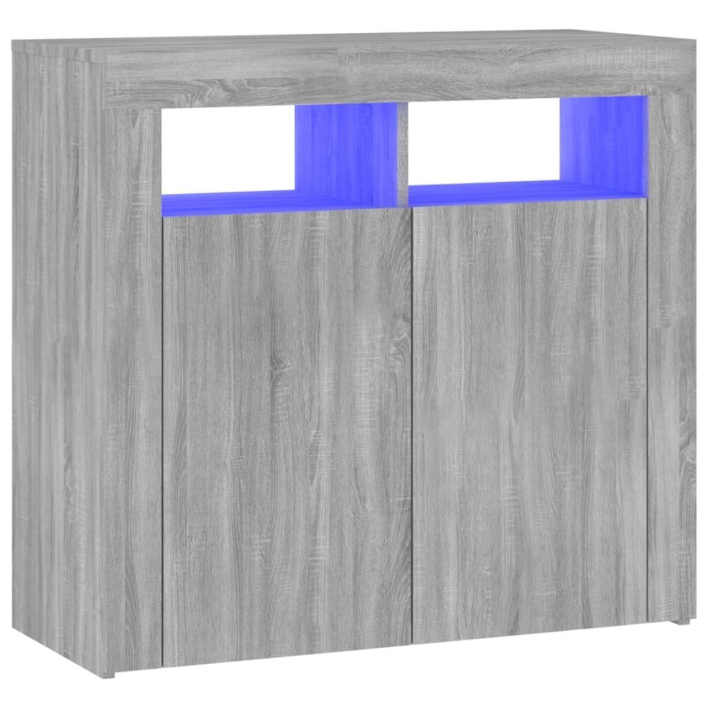 vidaXL puhvetkapp LED-tuledega, hall Sonoma tamm, 80 x 35 x 75 cm hind ja info | Elutoa väikesed kapid | kaup24.ee