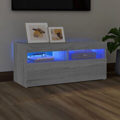 VidaXL telerialus LED-tuledega, hall, 90 x 35 x 40 cm цена и информация | Тумбы под телевизор | kaup24.ee