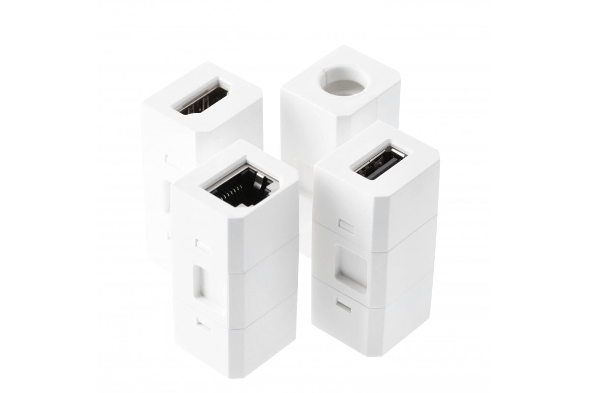 Sidepistikuplokk, 1 pesa, USB A+C, HDMI+RJ45 vahetatav, valge цена и информация | Pikendusjuhtmed, kaablid | kaup24.ee