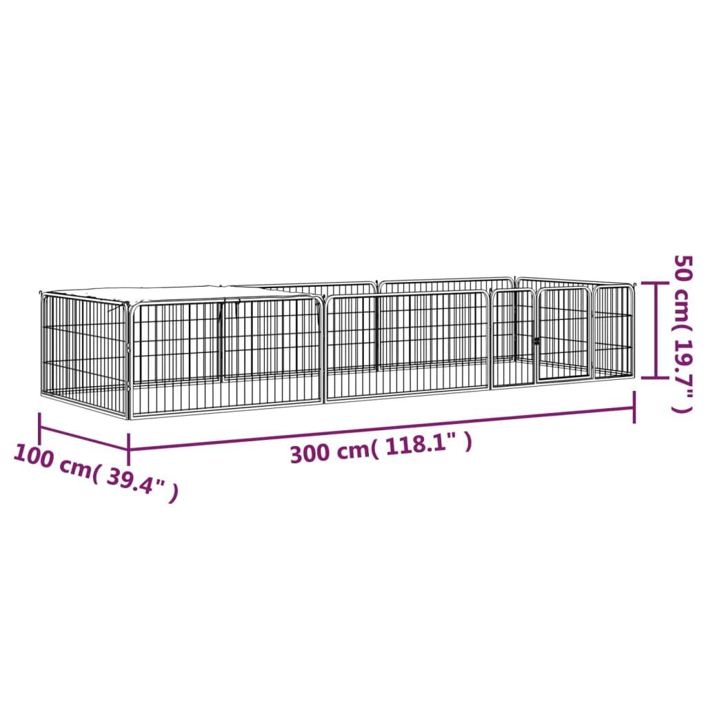 vidaXL 8 paneeliga koera mänguaed must 100x50 cm pulbervärvitud teras цена и информация | Pesad, padjad | kaup24.ee