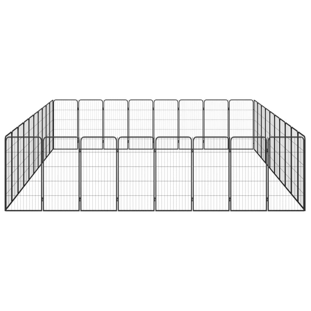 vidaXL 36 paneeliga koera mänguaed must 50x100 cm pulbervärvitud teras hind ja info | Pesad, padjad | kaup24.ee