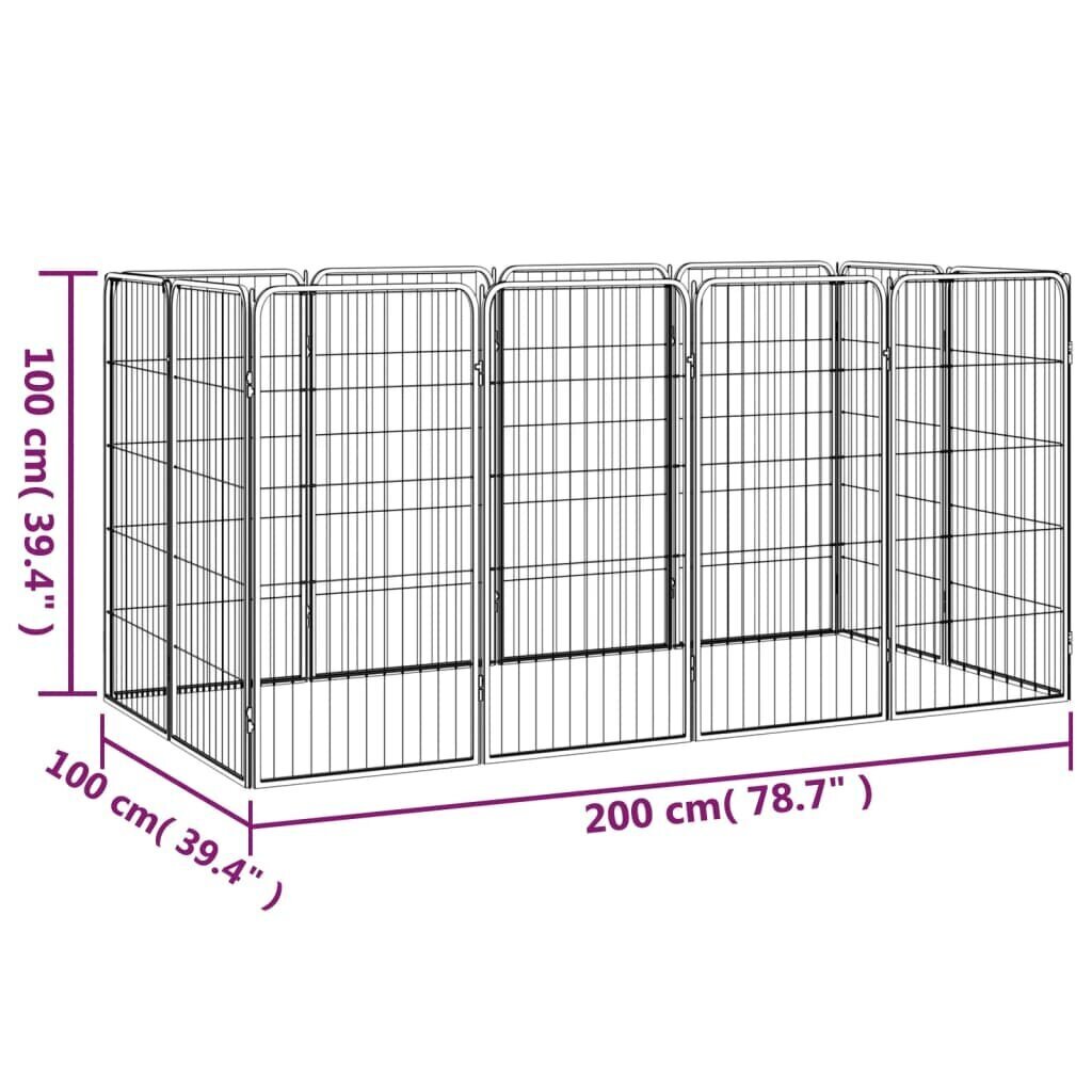 vidaXL 12 paneeliga koera mänguaed must 50x100 cm pulbervärvitud teras hind ja info | Pesad, kuudid | kaup24.ee