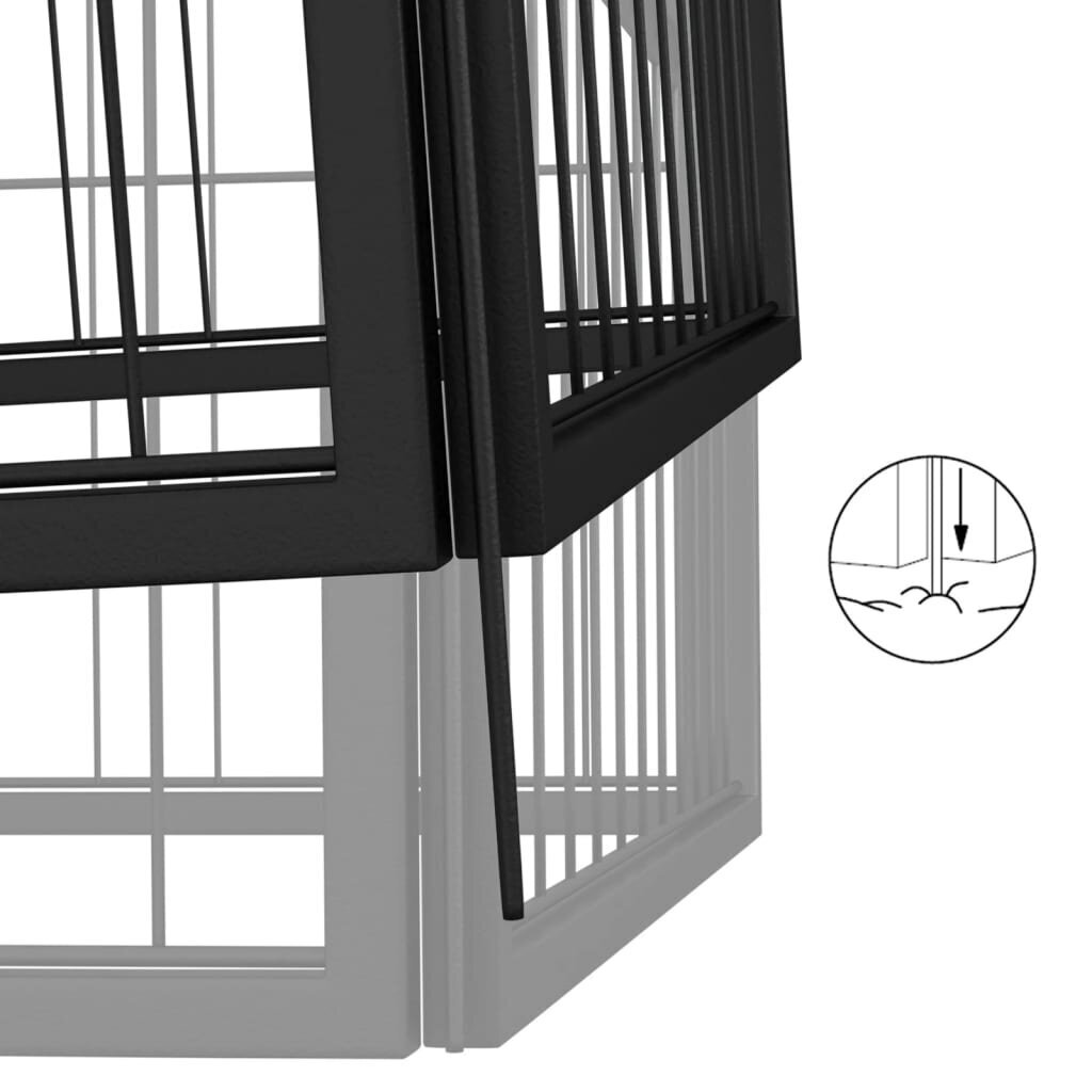 vidaXL 8 paneeliga koera mänguaed must 50x100 cm pulbervärvitud teras hind ja info | Pesad, kuudid | kaup24.ee