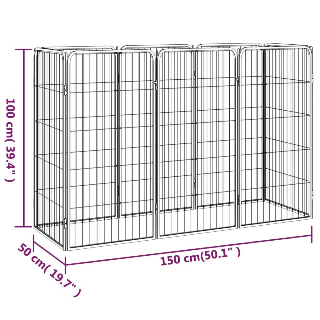 vidaXL 8 paneeliga koera mänguaed must 50x100 cm pulbervärvitud teras hind ja info | Pesad, kuudid | kaup24.ee