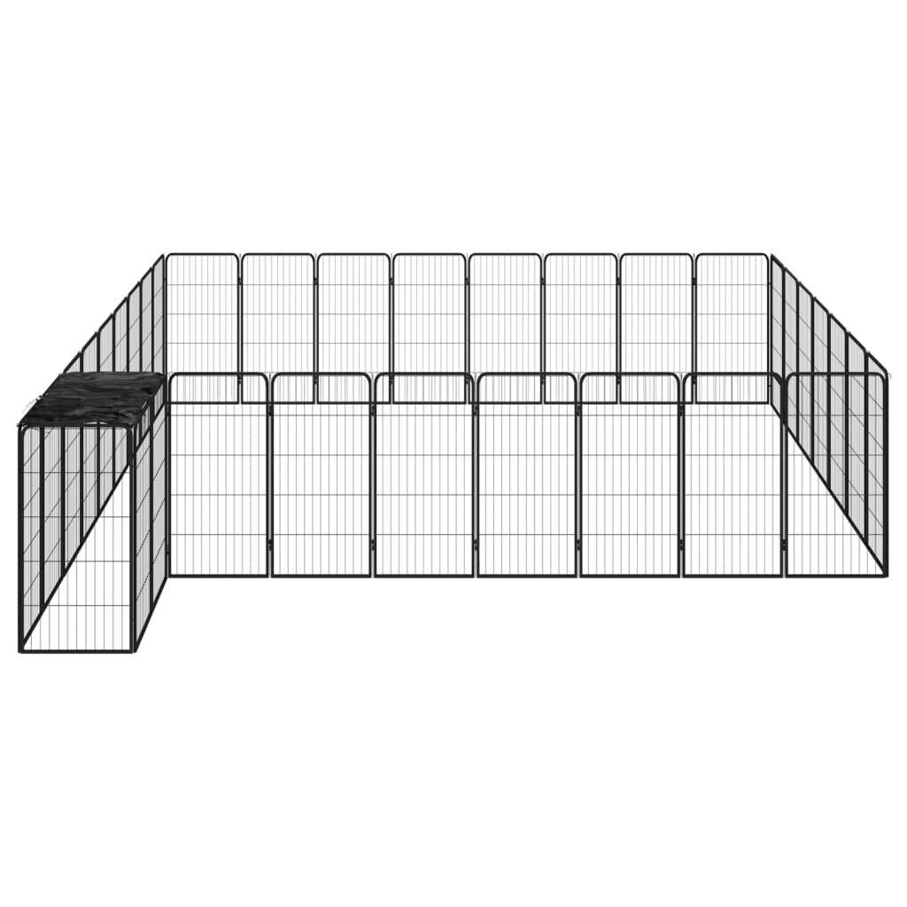 vidaXL 34 paneeliga koera mänguaed must 50x100 cm pulbervärvitud teras hind ja info | Pesad, padjad | kaup24.ee