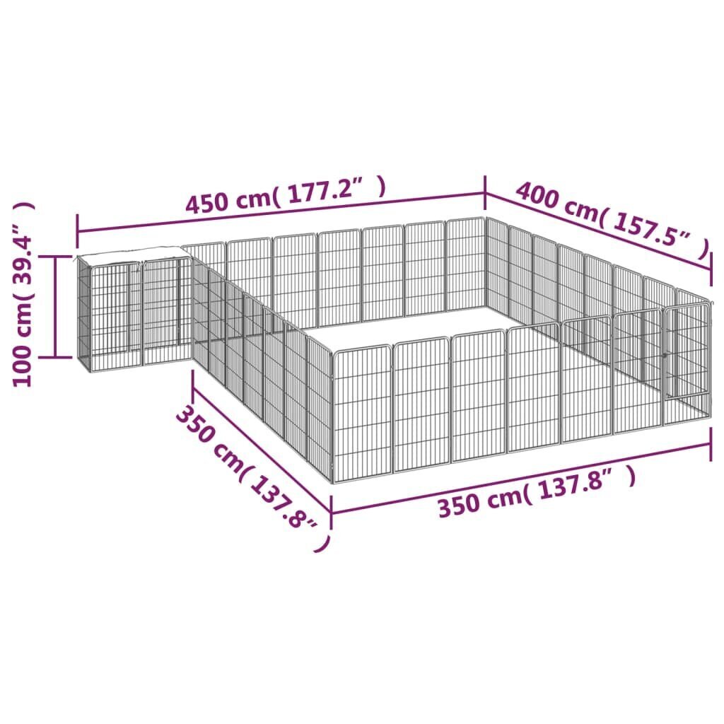 vidaXL 34 paneeliga koera mänguaed must 50x100 cm pulbervärvitud teras hind ja info | Pesad, padjad | kaup24.ee