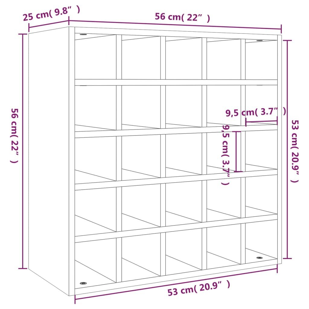 vidaXL raamatukapp, meekarva, 56 x 25 x 56 cm, männipuit hind ja info | Köögikapid | kaup24.ee