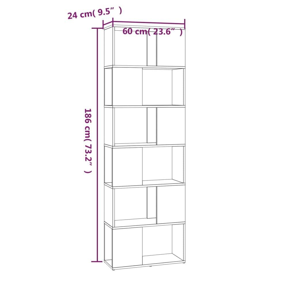 vidaXL raamatukapp/ruumijagaja, hall Sonoma tamm, 60 x 24 x 186 cm hind ja info | Elutoa väikesed kapid | kaup24.ee