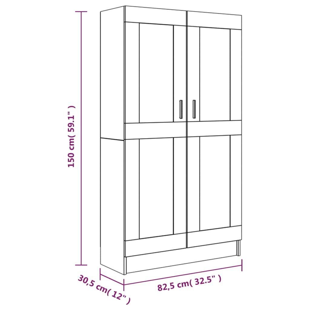 vidaXL raamatukapp, pruun tamm, 82,5 x 30,5 x 150 cm, tehispuit hind ja info | Elutoa väikesed kapid | kaup24.ee