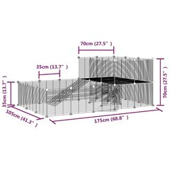 vidaXL 36 paneeliga lemmiklooma aedik uksega, must, 35 x 35 cm, teras цена и информация | Клетки и аксессуары для грызунов | kaup24.ee