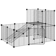 vidaXL 20-paneeliga lemmiklooma aedik uksega, must, 35 x 35 cm, teras цена и информация | Клетки и принадлежности для грызунов | kaup24.ee