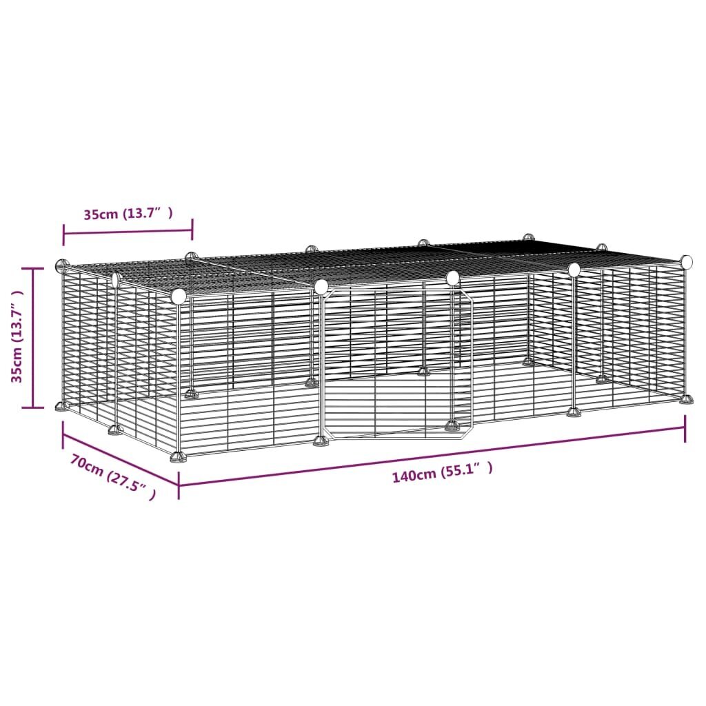 vidaXL 20-paneeliga lemmiklooma aedik uksega, must, 35 x 35 cm, teras hind ja info | Puurid ja tarvikud väikeloomadele | kaup24.ee