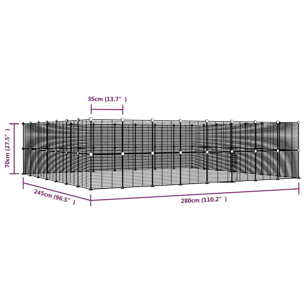 vidaXL 60 paneeliga lemmiklooma aedik uksega, must, 35 x 35 cm, teras hind ja info | Puurid ja tarvikud väikeloomadele | kaup24.ee