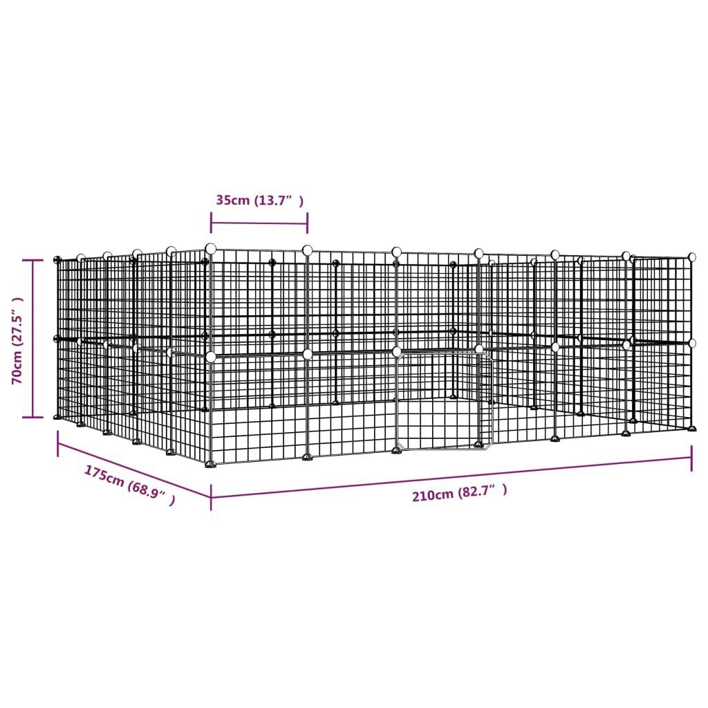 vidaXL 44 paneeliga lemmiklooma aedik uksega, must, 35 x 35 cm, teras цена и информация | Puurid ja tarvikud väikeloomadele | kaup24.ee