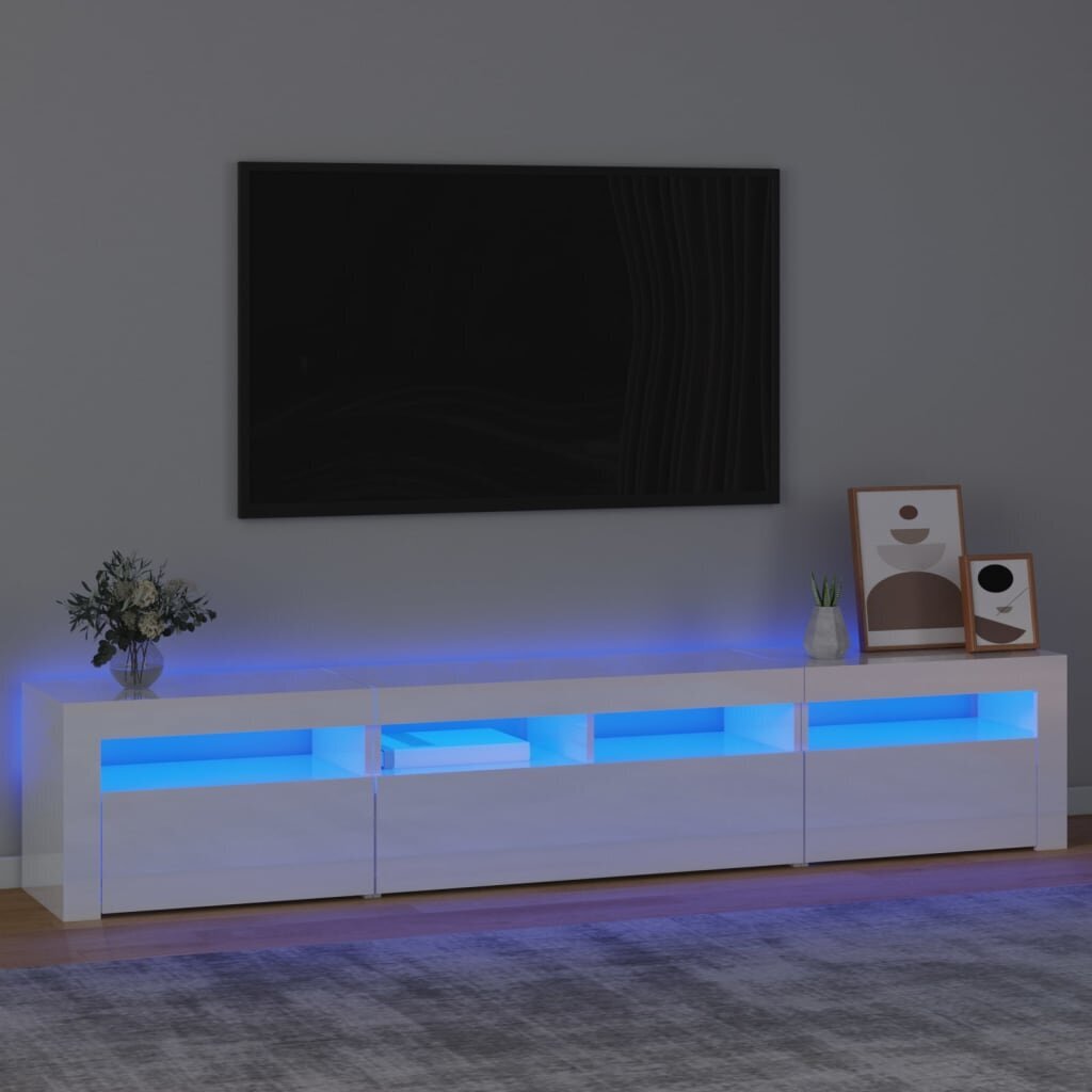 VidaXL telerialus LED-tuledega, kõrgläikega, valge цена и информация | TV alused | kaup24.ee