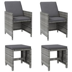 Komplektis 4 tooli ja taburetti, hall hind ja info | Aiatoolid | kaup24.ee