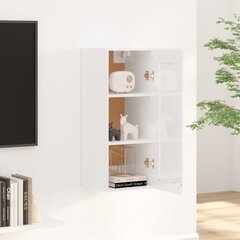 vidaXL seinakapp, kõrgläikega valge, 35 x 34 x 90 cm, tehispuit hind ja info | Elutoa väikesed kapid | kaup24.ee