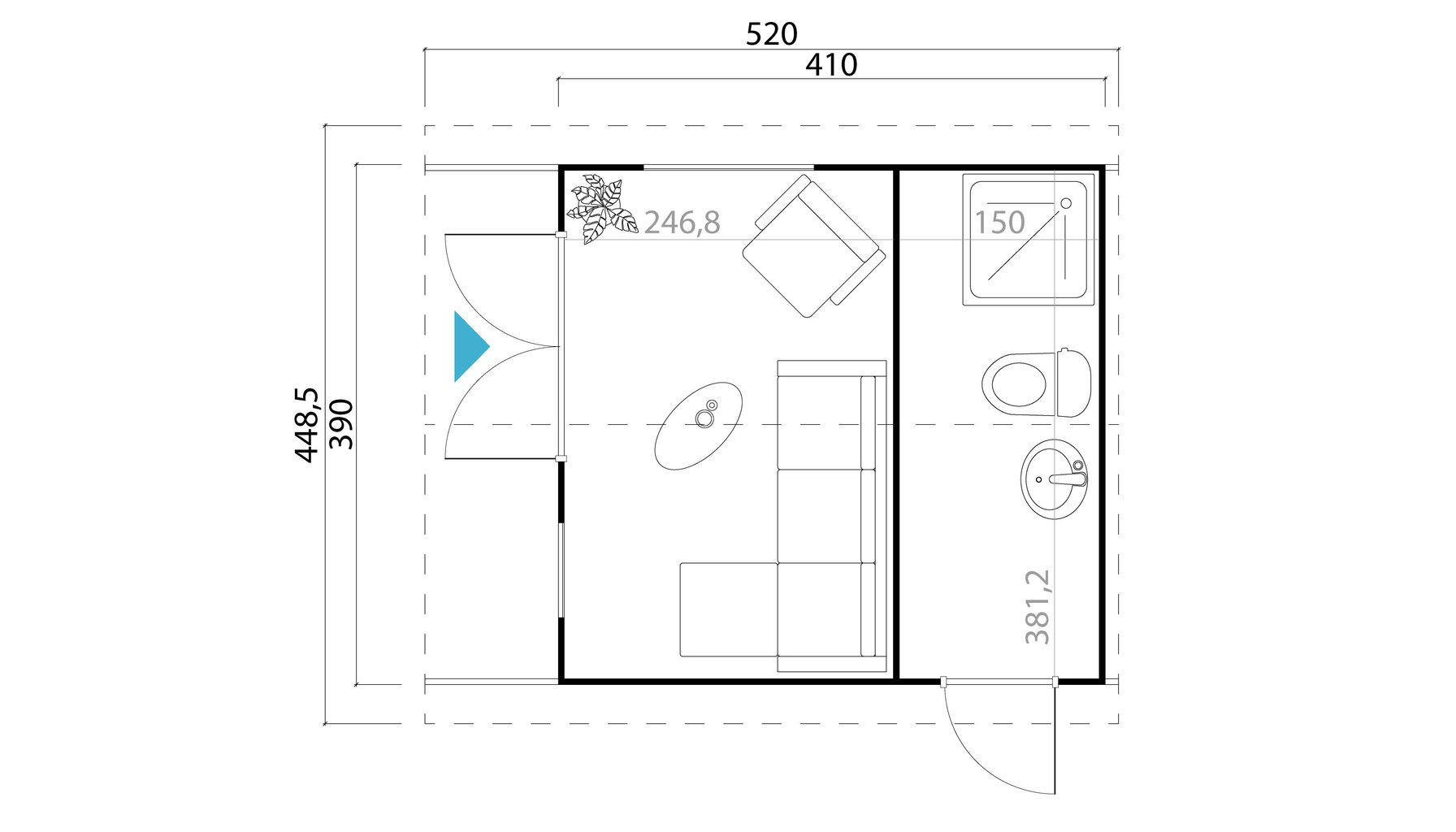 Basseinimaja Mura1 15,3m² + terrass 3,9m² alumiiniumavatäidetega, silenurkadega ja 2 ruumiga цена и информация | Kuurid ja aiamajad | kaup24.ee