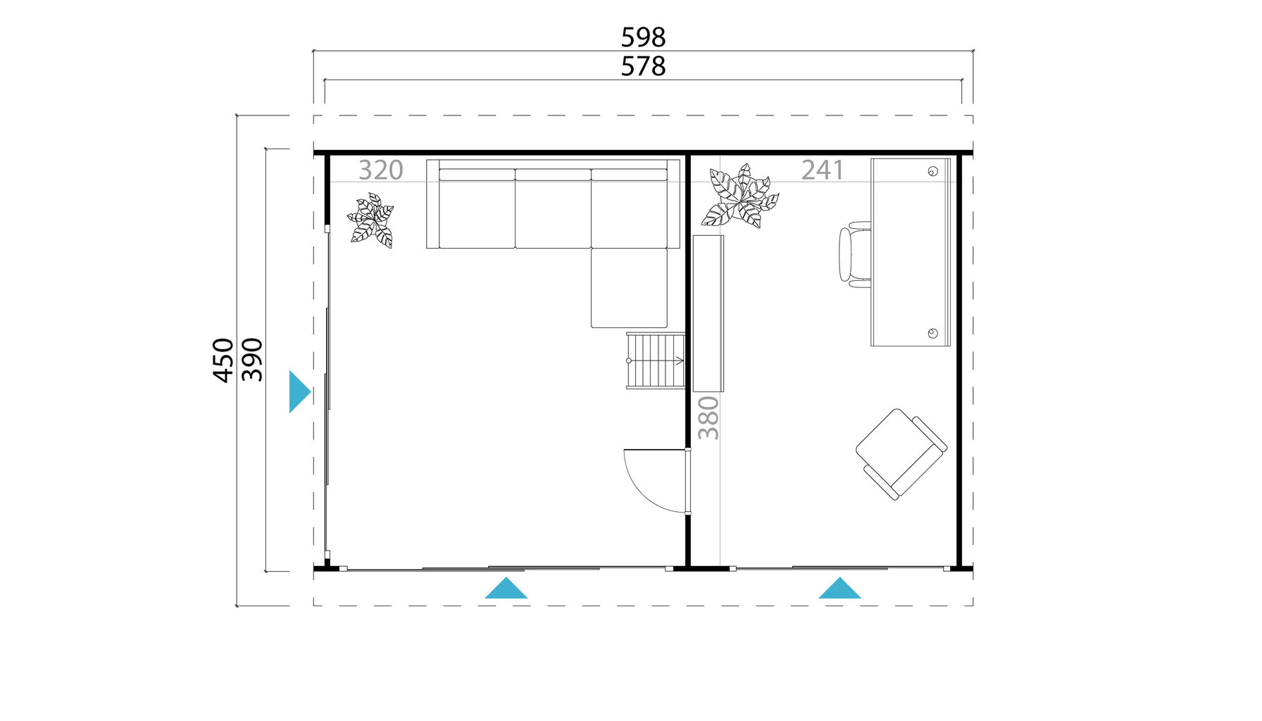 Aia-ja külalistemaja Mura3 21,6 m²+magamiskorrus, silenurgad ja alumiiniumlükanduksed цена и информация | Kuurid ja aiamajad | kaup24.ee