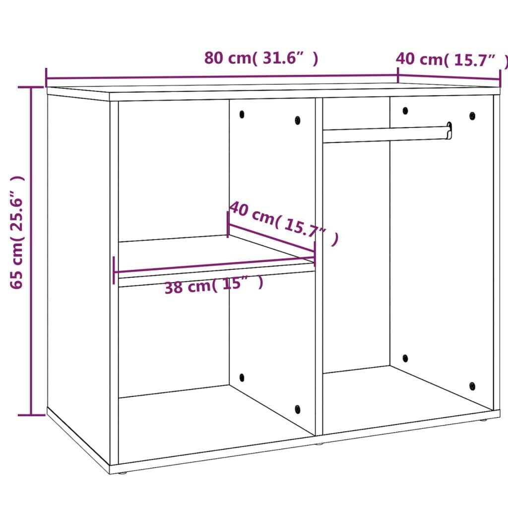 Kapp, hall Sonoma tamm, 80 x 40 x 65 cm, tehispuit hind ja info | Elutoa väikesed kapid | kaup24.ee