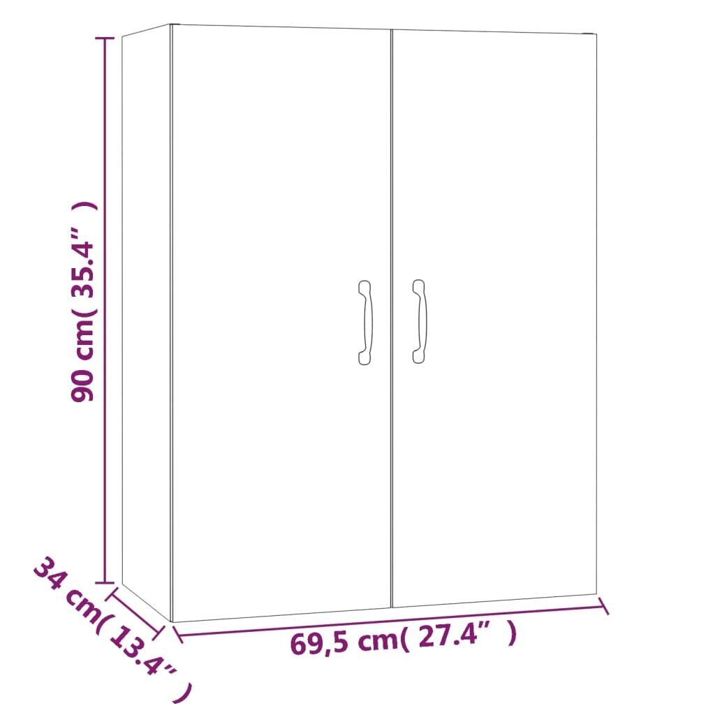 vidaXL seinakapp, must, 69,5 x 34 x 90 cm, tehispuit hind ja info | Elutoa väikesed kapid | kaup24.ee