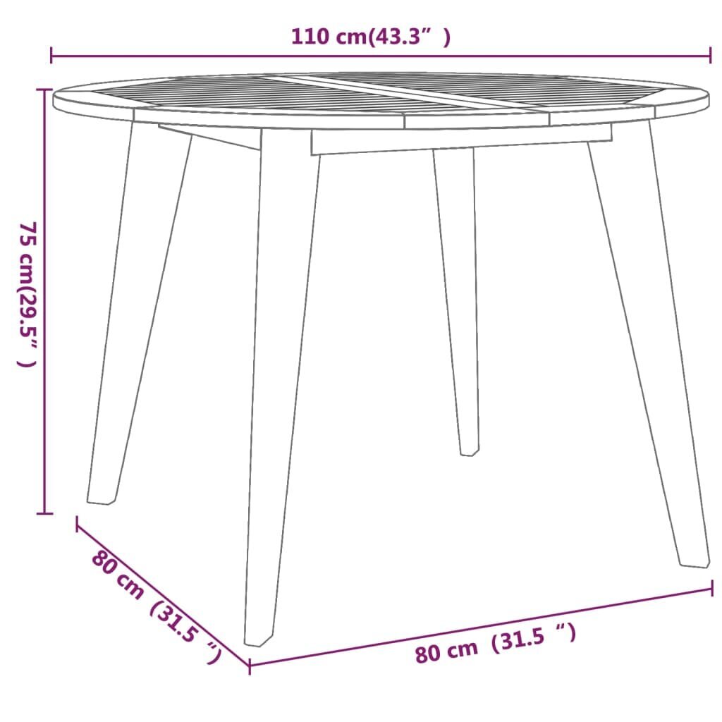 vidaXL aialaud Ø110x75 cm, akaatsiapuit цена и информация | Aialauad | kaup24.ee