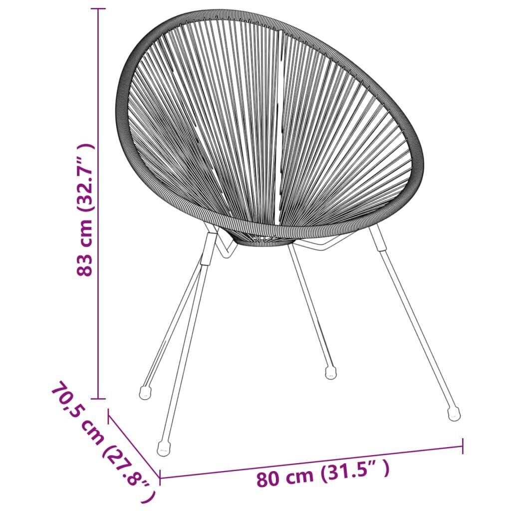 vidaXL 3-osaline aiamööbli komplekt, PVC-rotang, must цена и информация | Aiamööbli komplektid | kaup24.ee