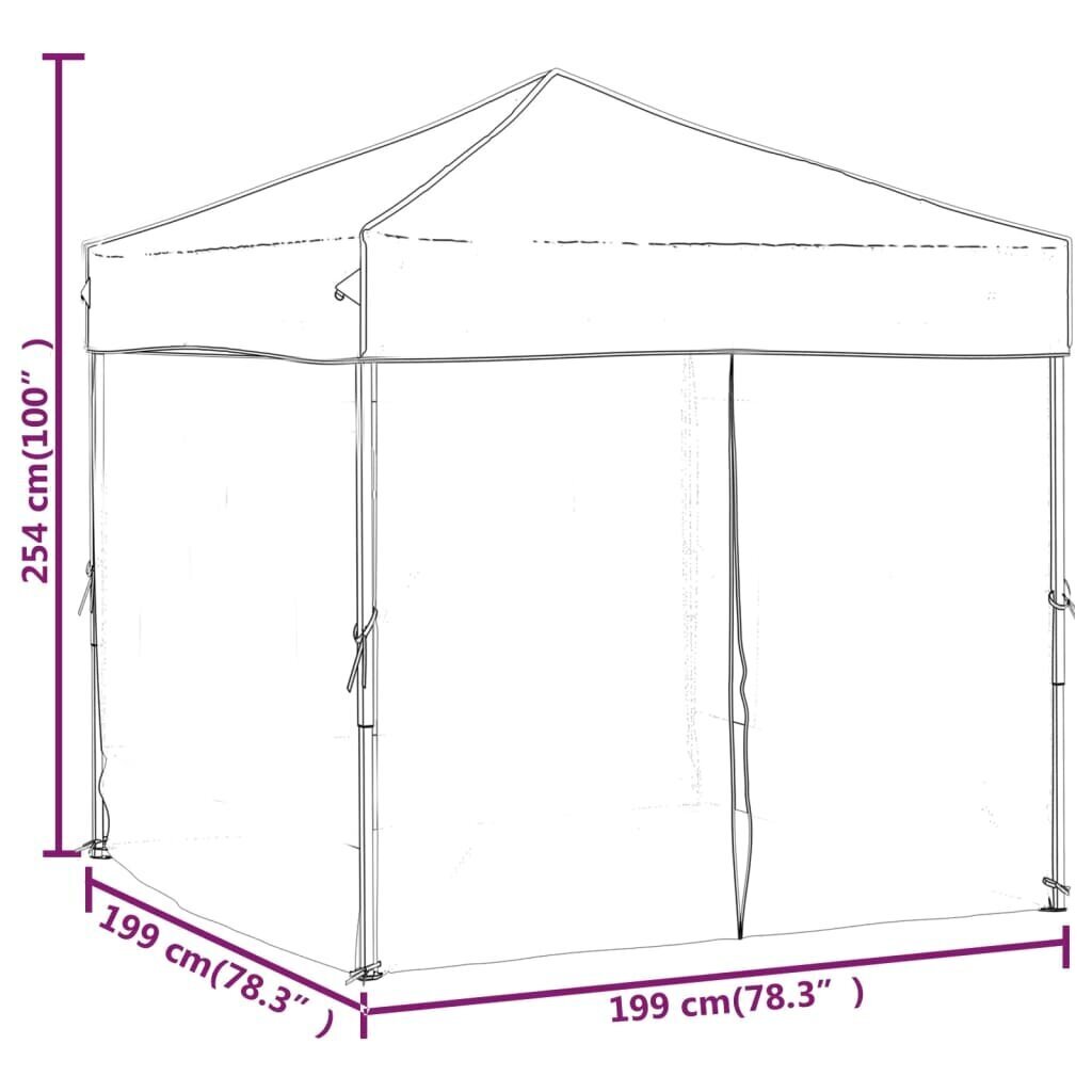 vidaXL kokkupandav peotelk seintega, sinine, 2 x 2 m hind ja info | Varikatused ja aiapaviljonid | kaup24.ee