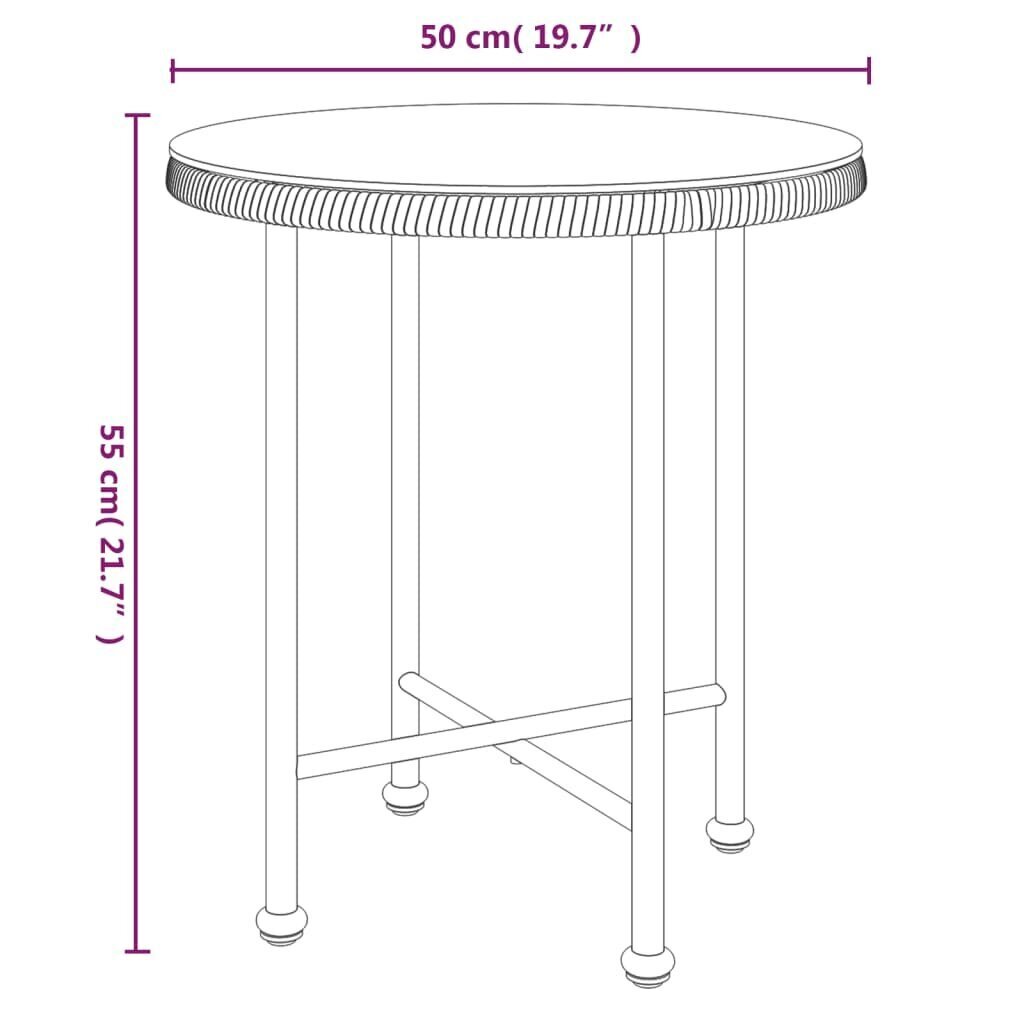 vidaXL söögilaud, must, Ø50 cm , karastatud klaas ja teras цена и информация | Aialauad | kaup24.ee