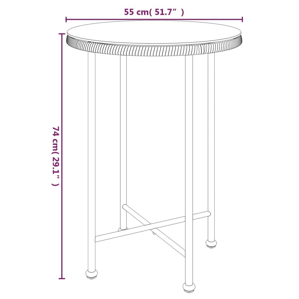 vidaXL söögilaud Ø55 cm , karastatud klaas ja teras hind ja info | Aialauad | kaup24.ee