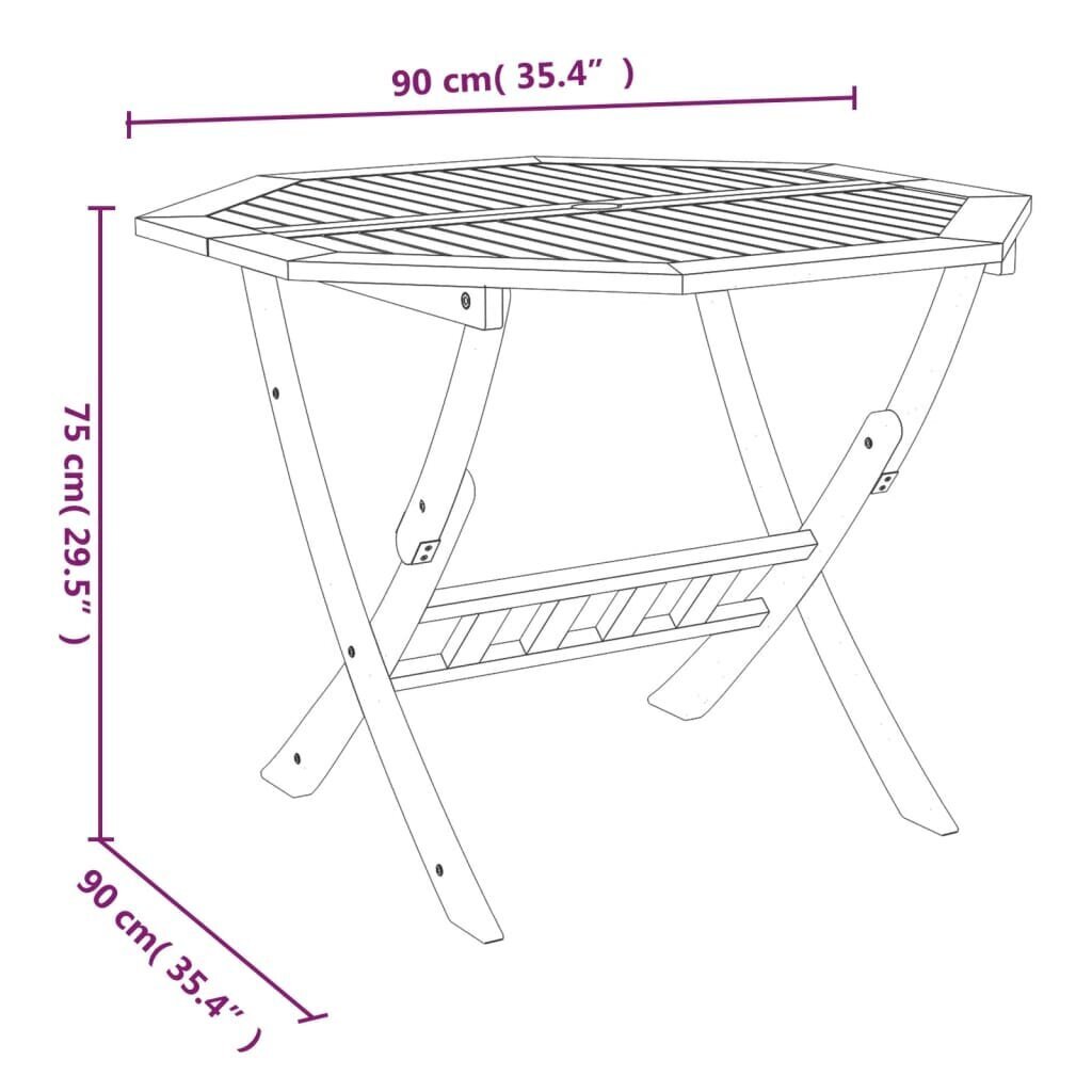 vidaXL kokkupandav aialaud, 90 x 75 cm, akaatsiapuit hind ja info | Aialauad | kaup24.ee