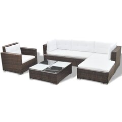 Садовый комплект с подушками, из 6 частей, коричневый цена и информация | Комплекты уличной мебели | kaup24.ee