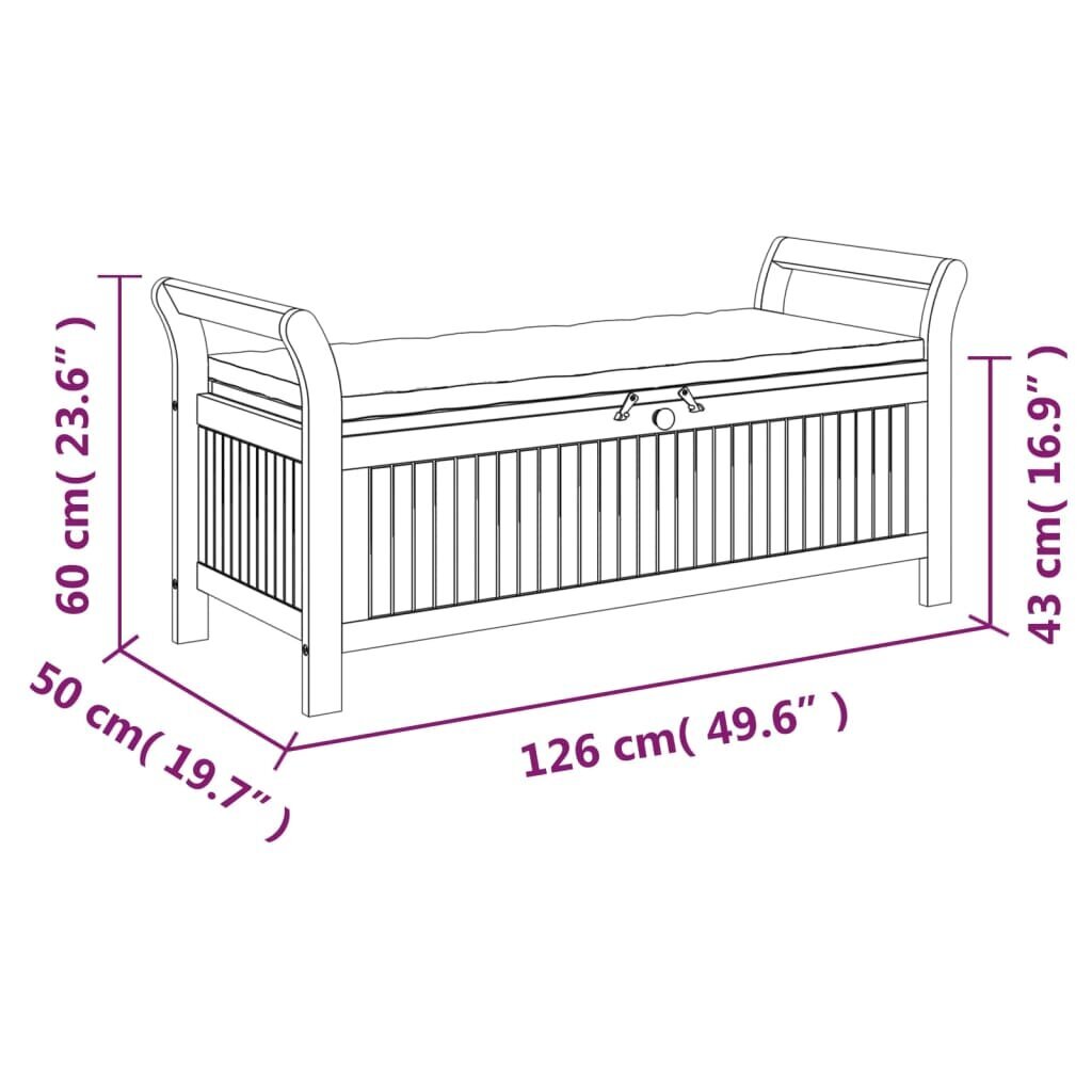 vidaXL aia hoiupink istmepadjaga, 126 cm, akaatsiapuit цена и информация | Aiapingid | kaup24.ee