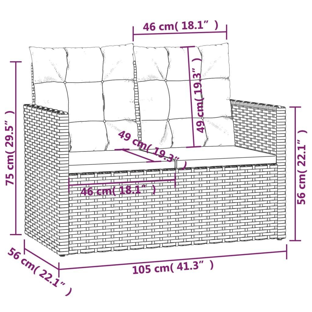 vidaXL aiapink patjadega, must, 105 cm, polürotang цена и информация | Aiapingid | kaup24.ee
