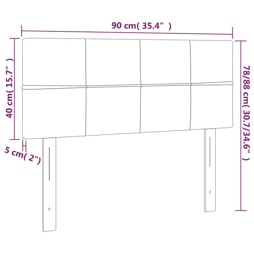 vidaXL LED-voodipeats, roosa, 90x5x78/88 cm, samet цена и информация | Voodid | kaup24.ee