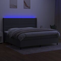 vidaXL kontinentaalvoodi madratsiga ja LED, tumehall, 200x200 cm, kangas hind ja info | Voodid | kaup24.ee