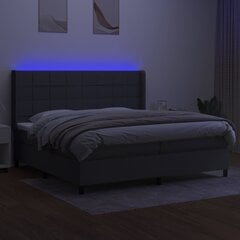 vidaXL kontinentaalvoodi madratsiga ja LED, tumehall, 200x200 cm, kangas hind ja info | Voodid | kaup24.ee